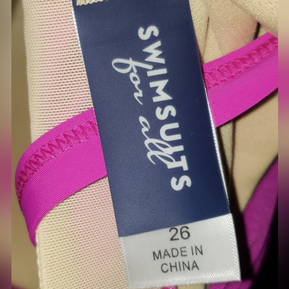 Plus Size 26 4x women's drape front one piece purple 💜 swimsuit swim fuschia - Picture 5 of 7